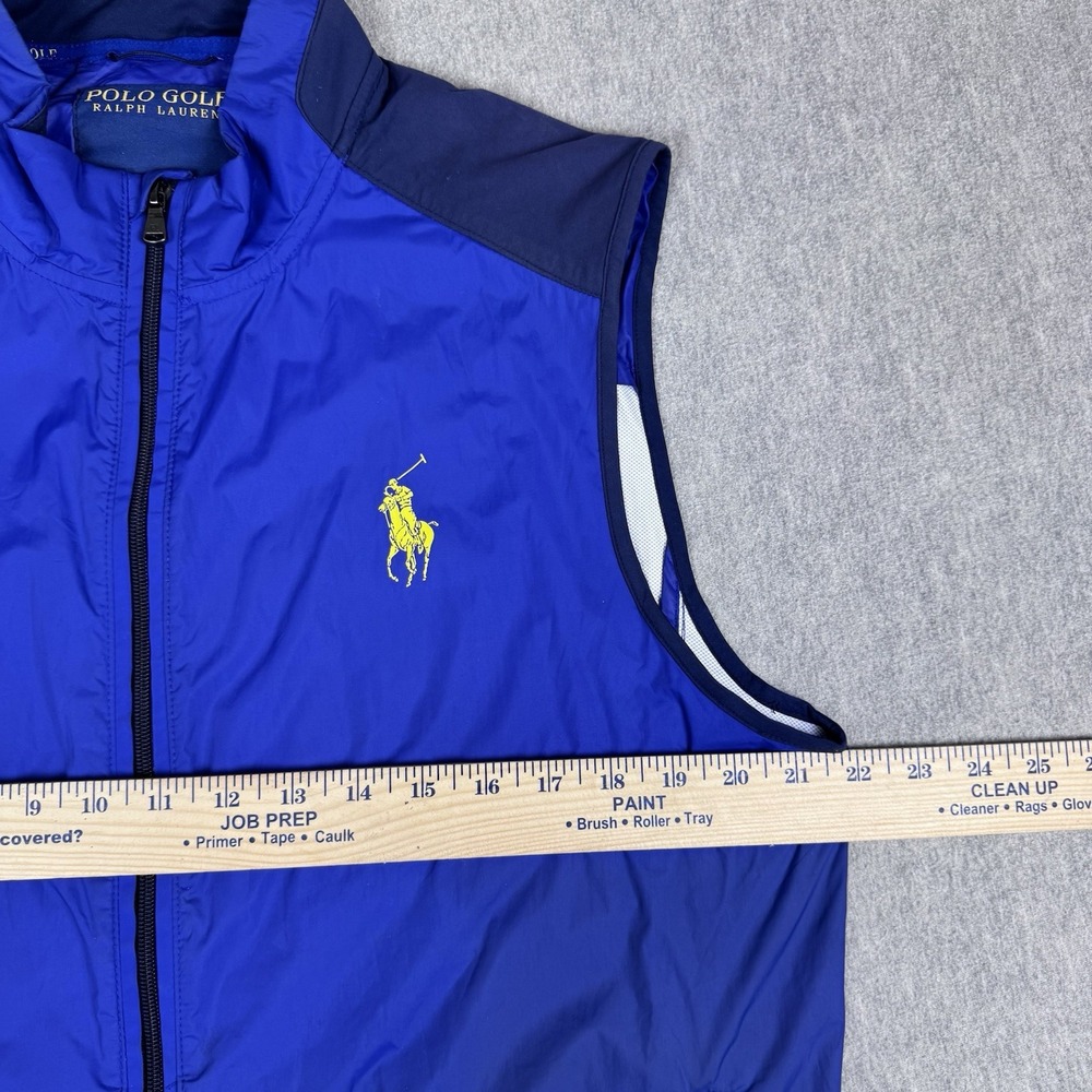 POLO GOLF RALPH LAUREN Vest Mens Medium Blue Windbreaker Water Resistant - Picture 9 of 9